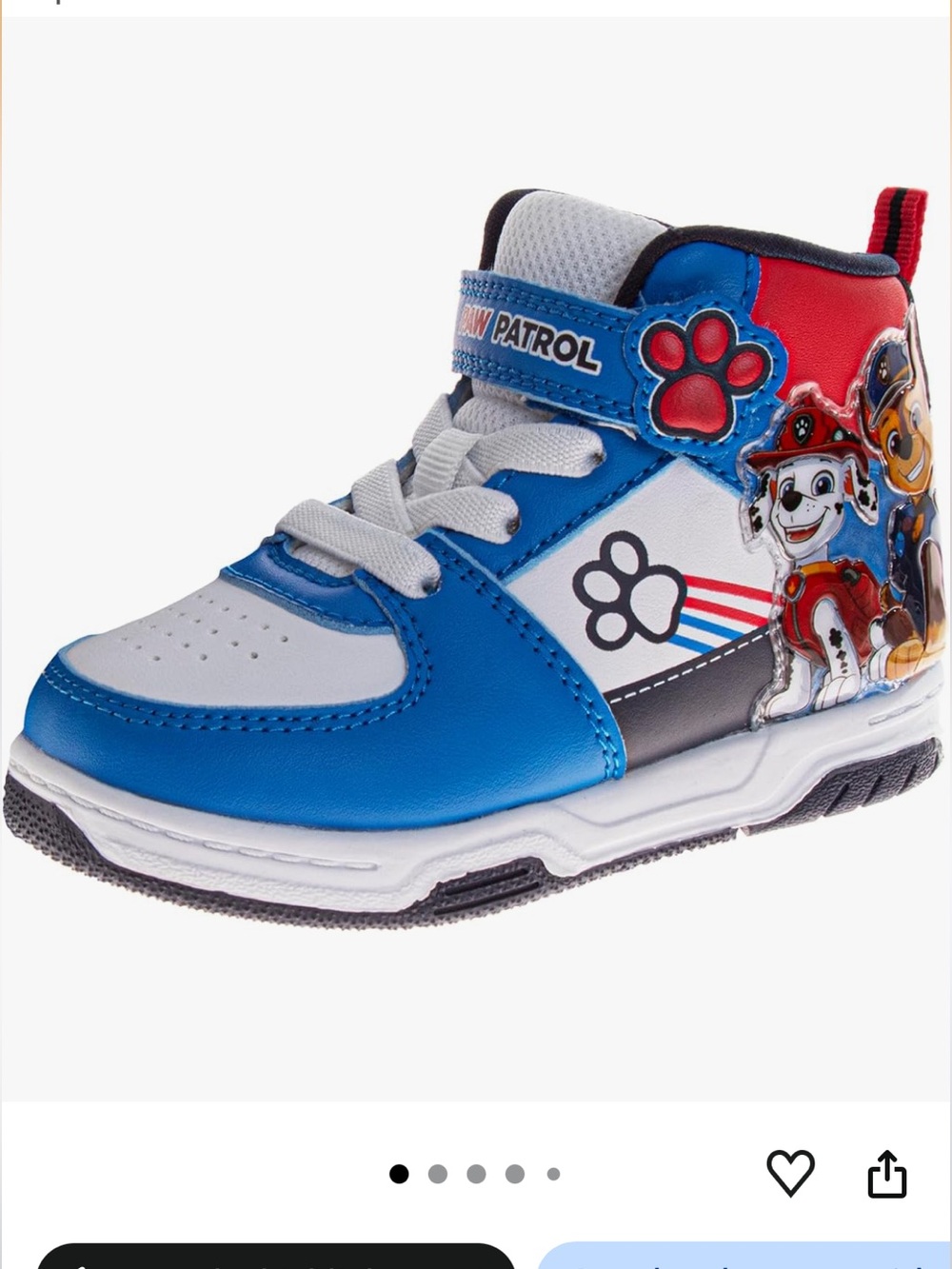 Paw patrol size 11 c toddler white blue high top sneakers GUC